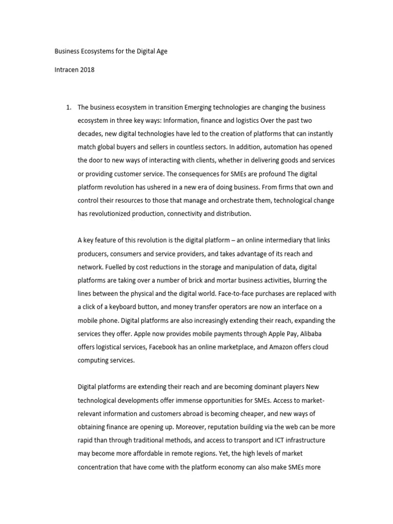 Business Ecosystems For The Digital Age | PDF