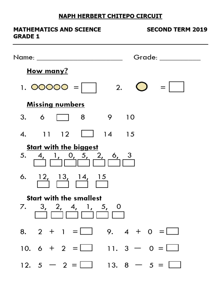 Grade 1 Maths Second Term 2019 | PDF | Teaching Methods & Materials