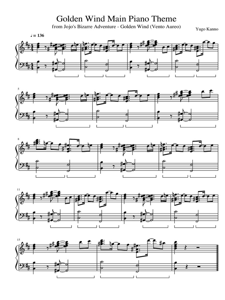Golden Wind Main Piano Theme | PDF