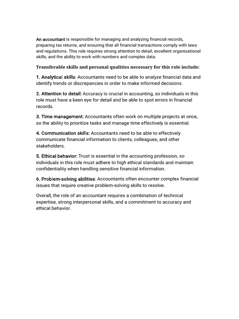 Essential Skills for Accountants | PDF