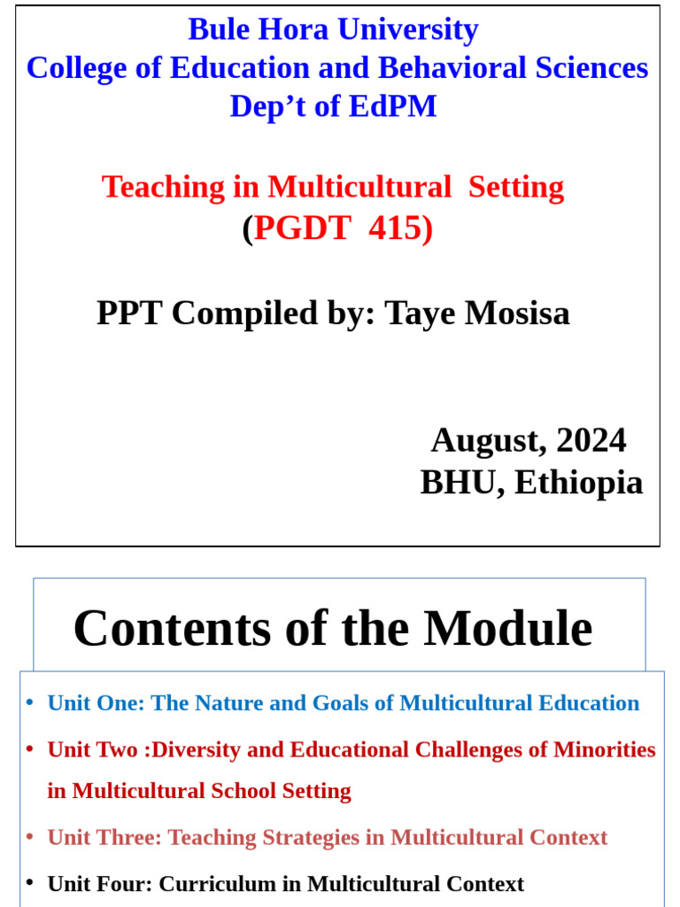 Teaching in Multicultural School Setting1.Pptx1 | PDF