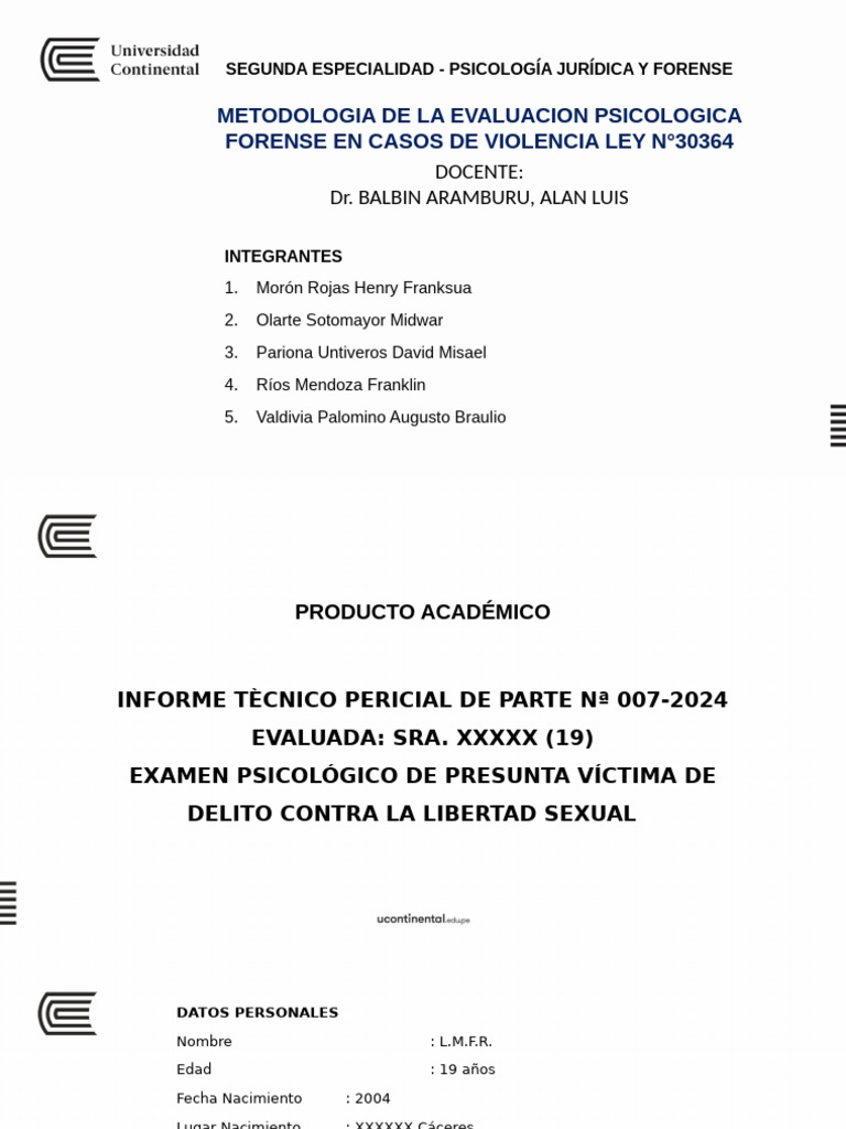 Exposicion - METODOLOGÍA DE LA EVALUACIÓN PSICOLÓGICA FORENSE EN CASOS ...