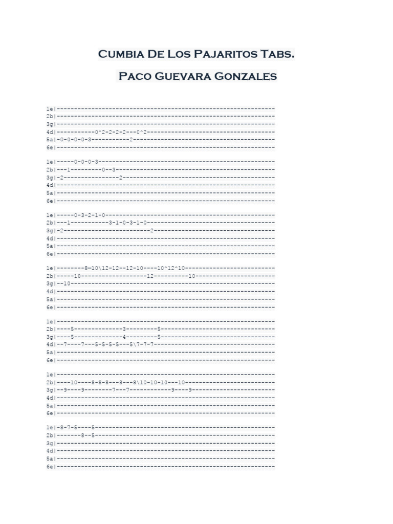 Cumbia de Los Pajaritos Tabs | PDF | Informática | Tecnología, image size:768x1024