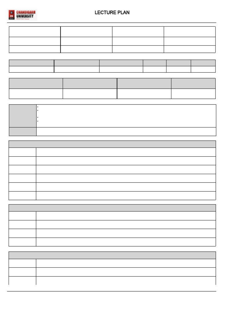 Lecture Plan | PDF