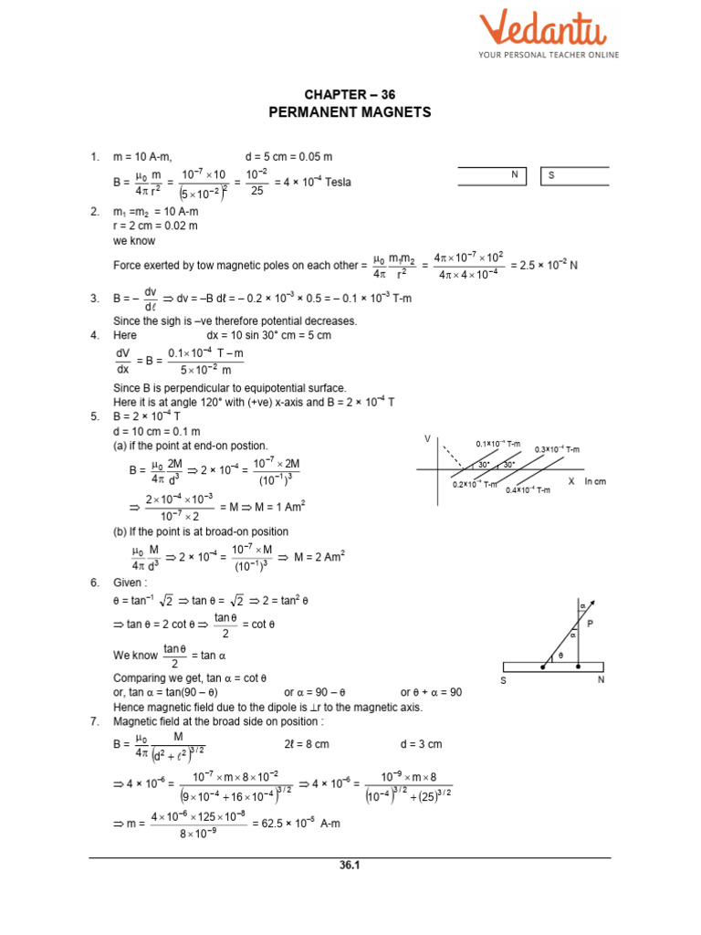 HC Verma Solutions Class 12 Chapter 36 - Permanent Magnets | PDF