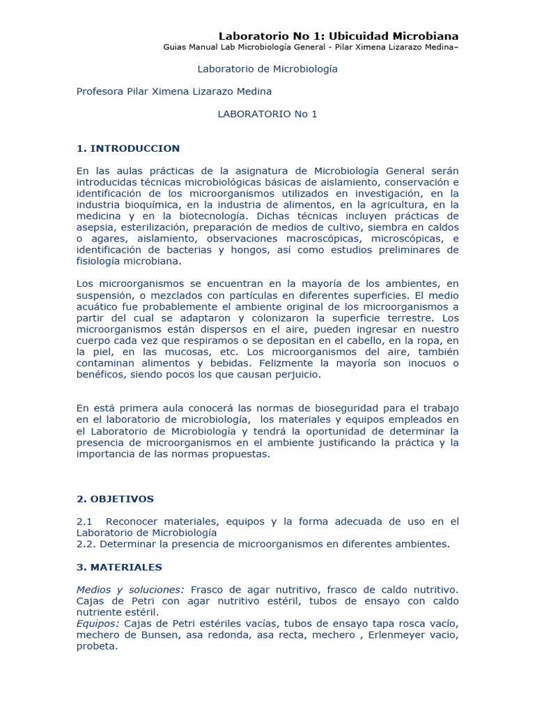 MG Lab1 Ubicuidad Microbiana | PDF