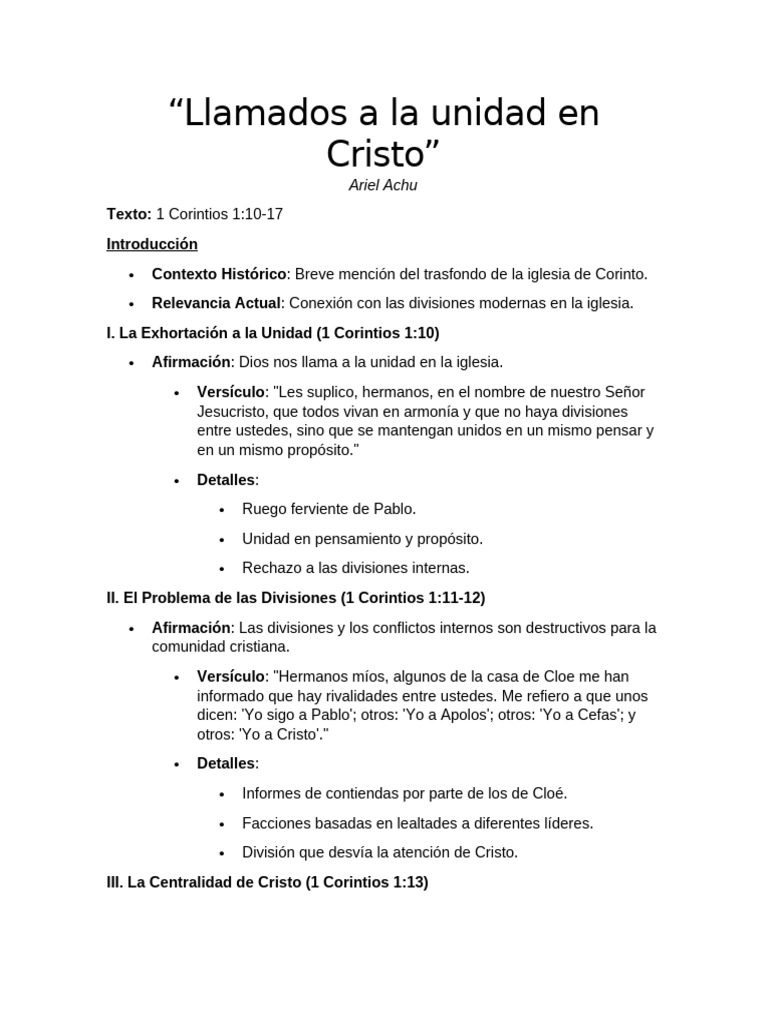 Llamados A La Unidad en Cristo | PDF | Cristo (título) | Pablo el apóstol
