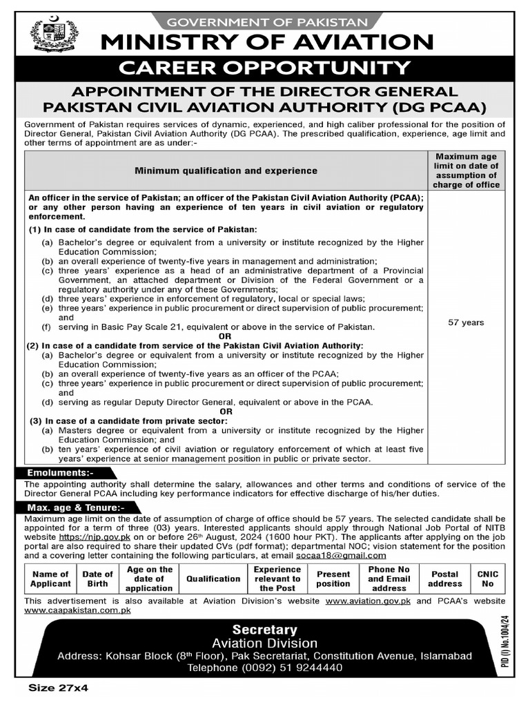 Mo Aviation Dg Pcaa Ad 1004 Size 27x4 Pdf
