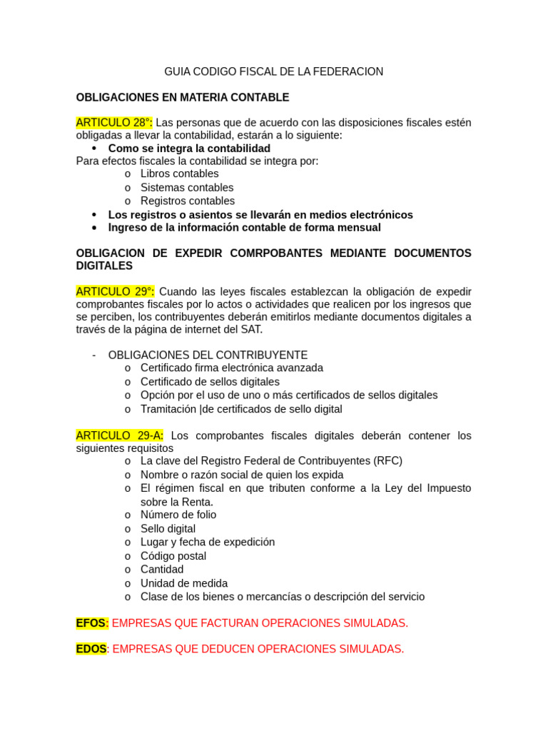 Guia Codigo Fiscal de La Federacion | PDF
