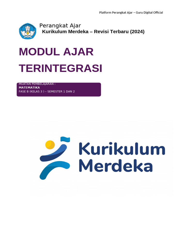 Modul Ajar Terintegrasi Matematika Kls 3 Pdf