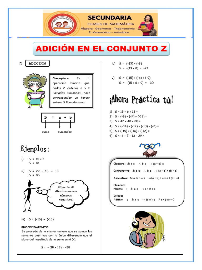 Adición de Números Enteros | PDF | Matemáticas | Métodos y materiales ...