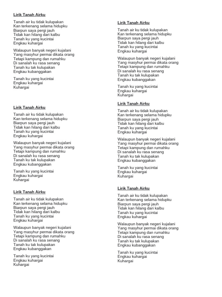 Lirik Tanah Air yang Menginspirasi Jiwa Nasionalis