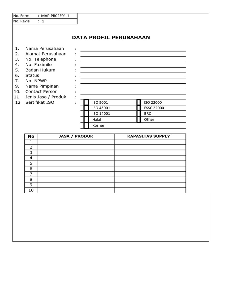 Contoh Cek List Audit Mutu Manufaktur | PDF