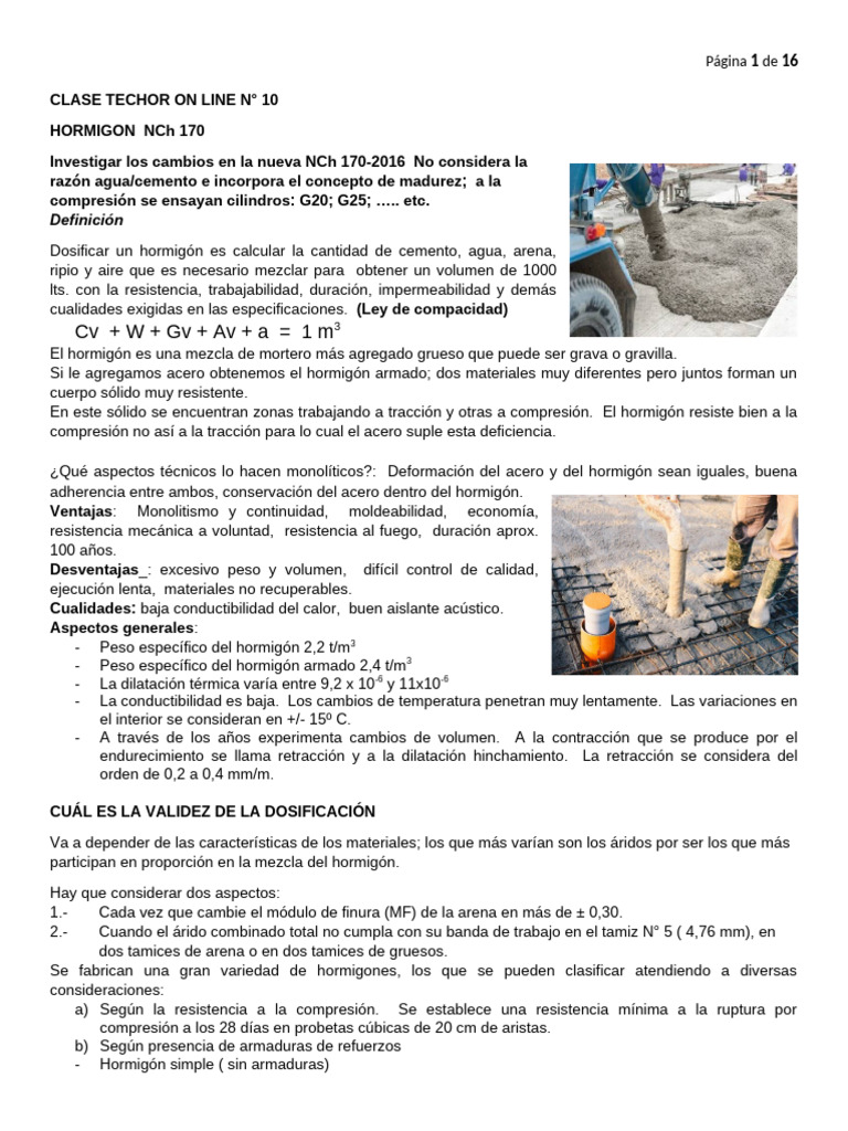 Clase 10 Techor Online Hormigon | PDF | Hormigón | Cemento