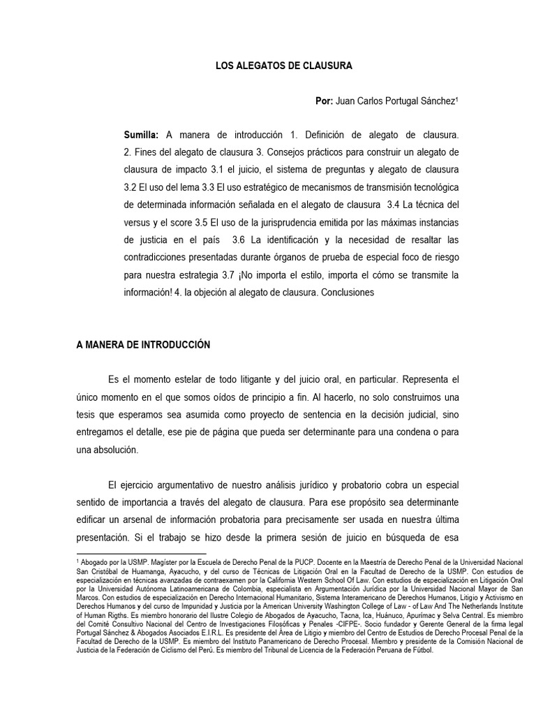 El Juicio Oral, Alegatos de Apertura y Clausura en El Año 2023 | PDF