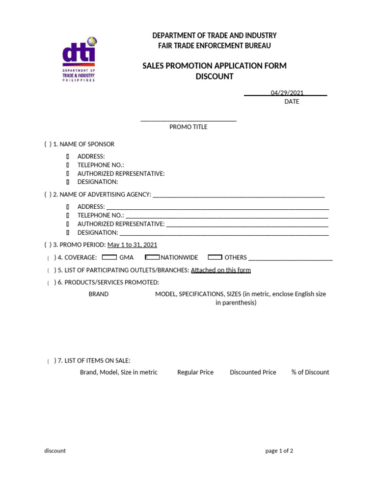 DTI Promo Format | PDF