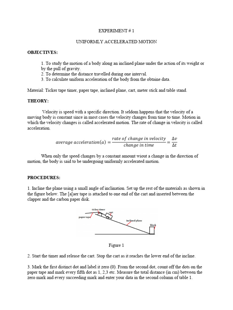 Uniformly Accelerated Motion Experiment | PDF | Acceleration | Velocity