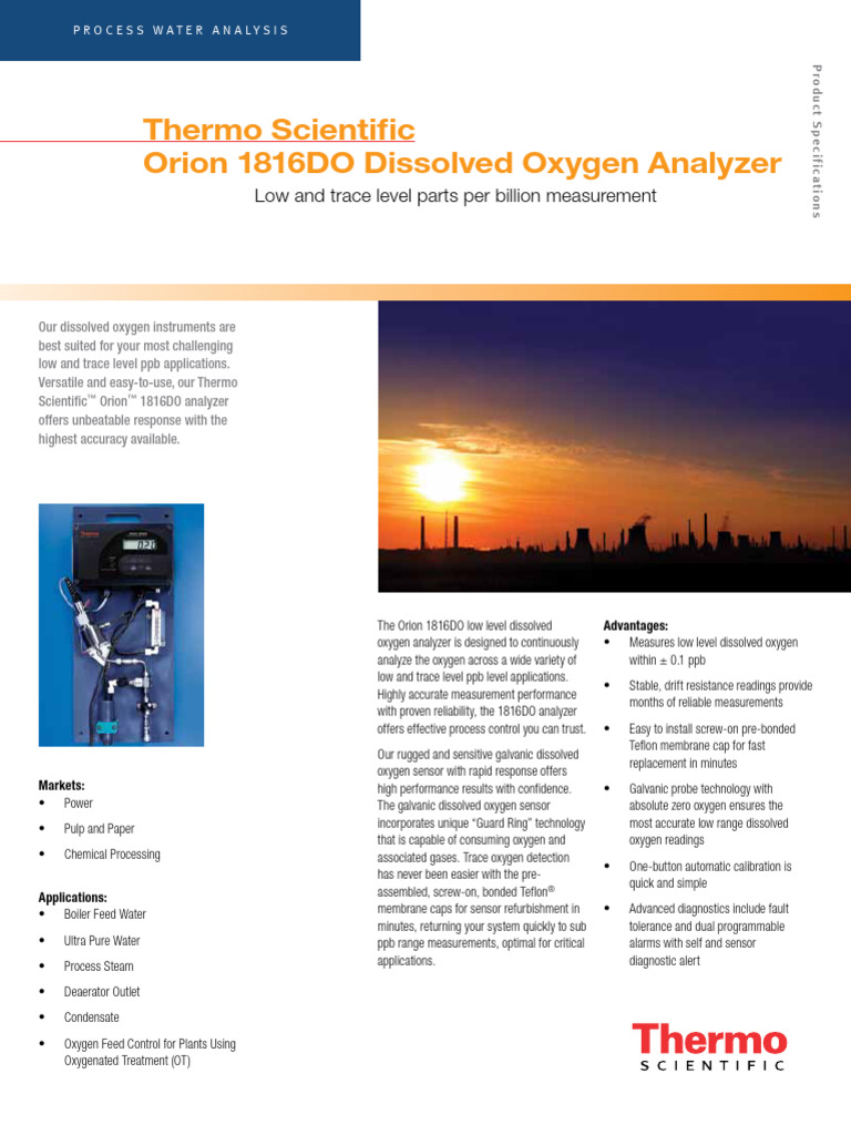 Thermo 1816DO Dissolved Oxygen Analyzer | PDF | Sensor | Oxygen