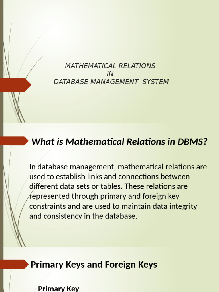 Mathimatical Relation in DBMS | PDF