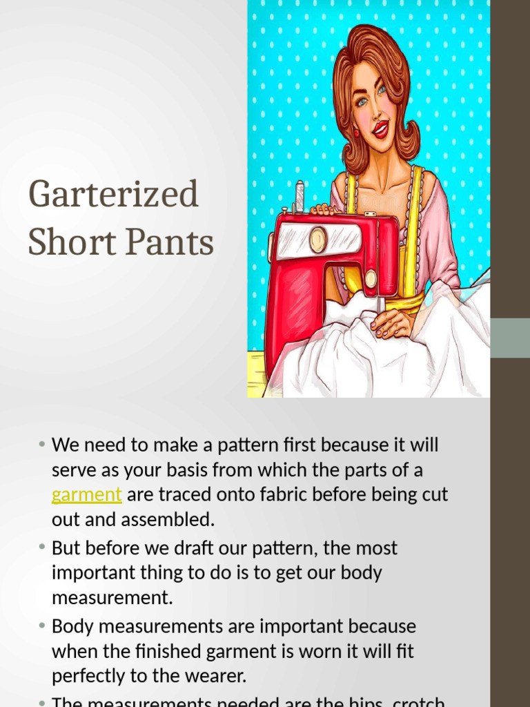 Garterized Short Pants Pattern Drafting | PDF