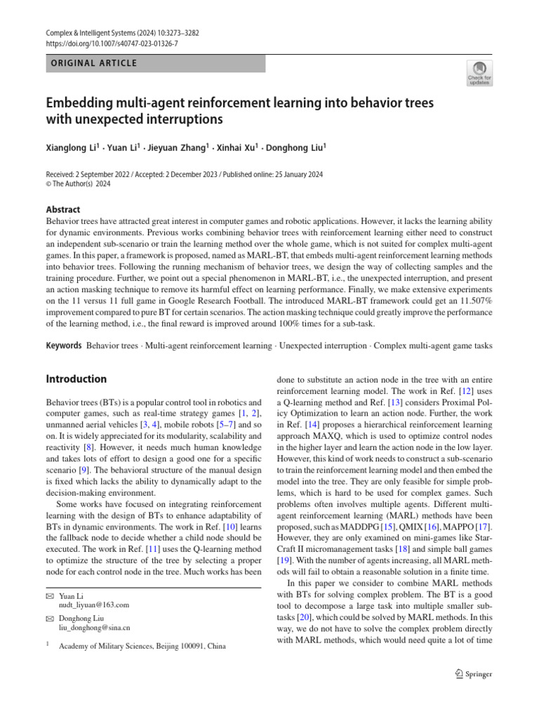 Embedding Multi-Agent Reinforcement Learning Into Behavior Trees With ...