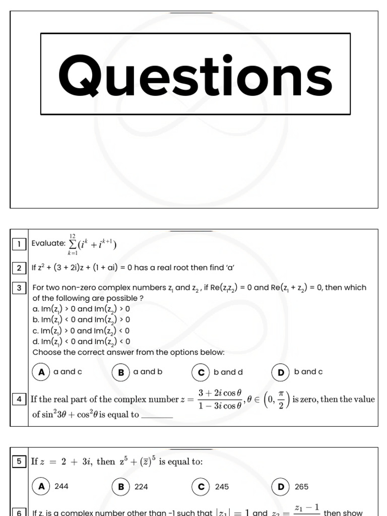 Complex Numbers Practice Advanced High Tough Pdf Pdf