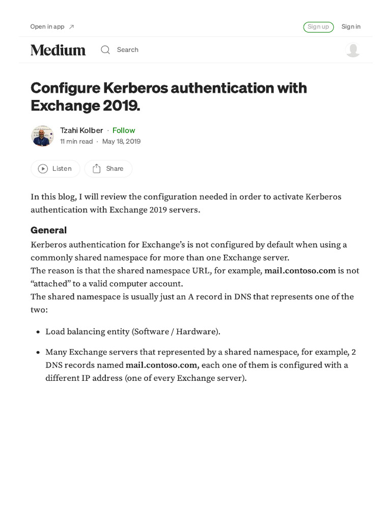 Configure kerberos authentication with exchange 2019 pdf