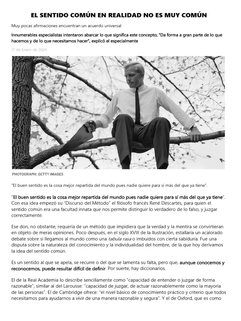 El Sentido Común en Realidad No Es Muy Común | PDF