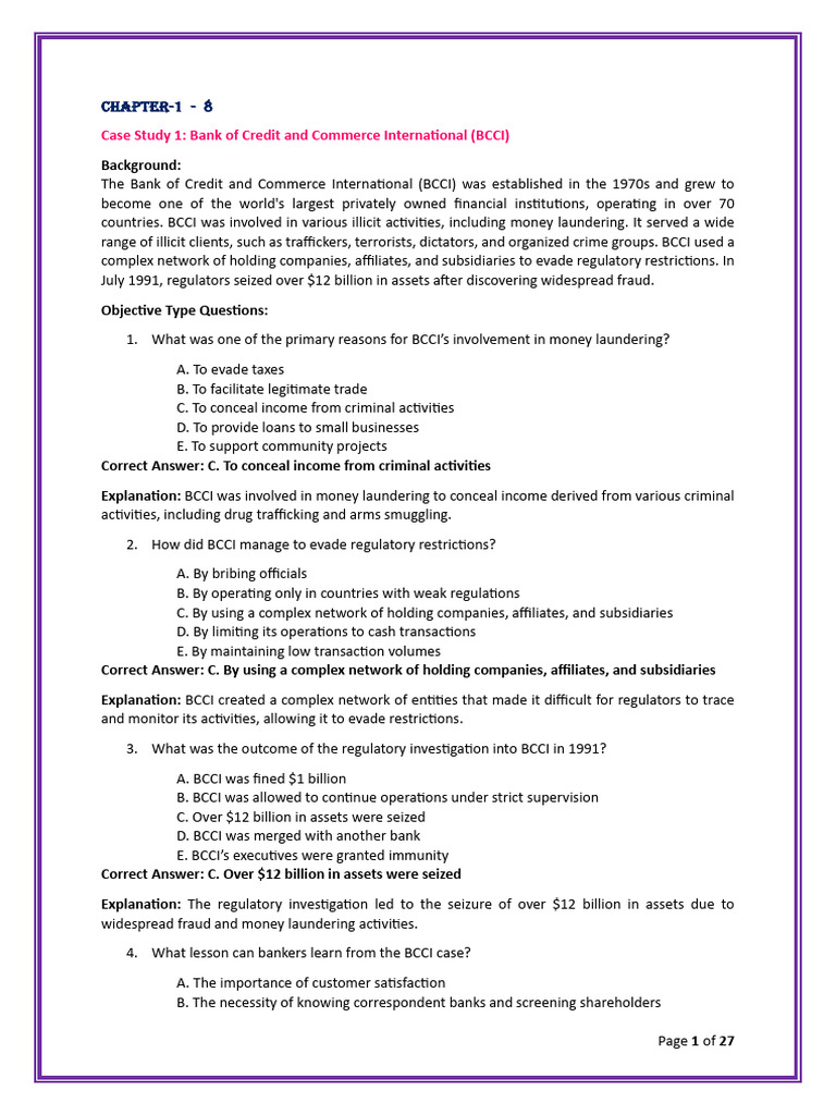 Case Study - AML PORTION CHAPTER 1-8 SDN | PDF