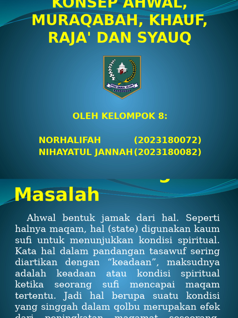 Konsep Ahwal, Muraqabah, Khauf, Raja | PDF