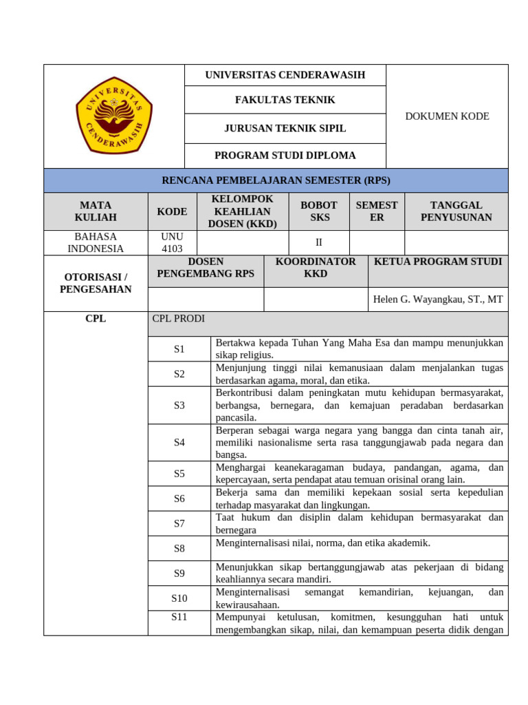 Rps Bahasa Indonesia Fix Pdf