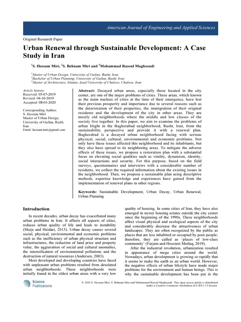 Urban Renewal Through Sustainable Development A CA | PDF