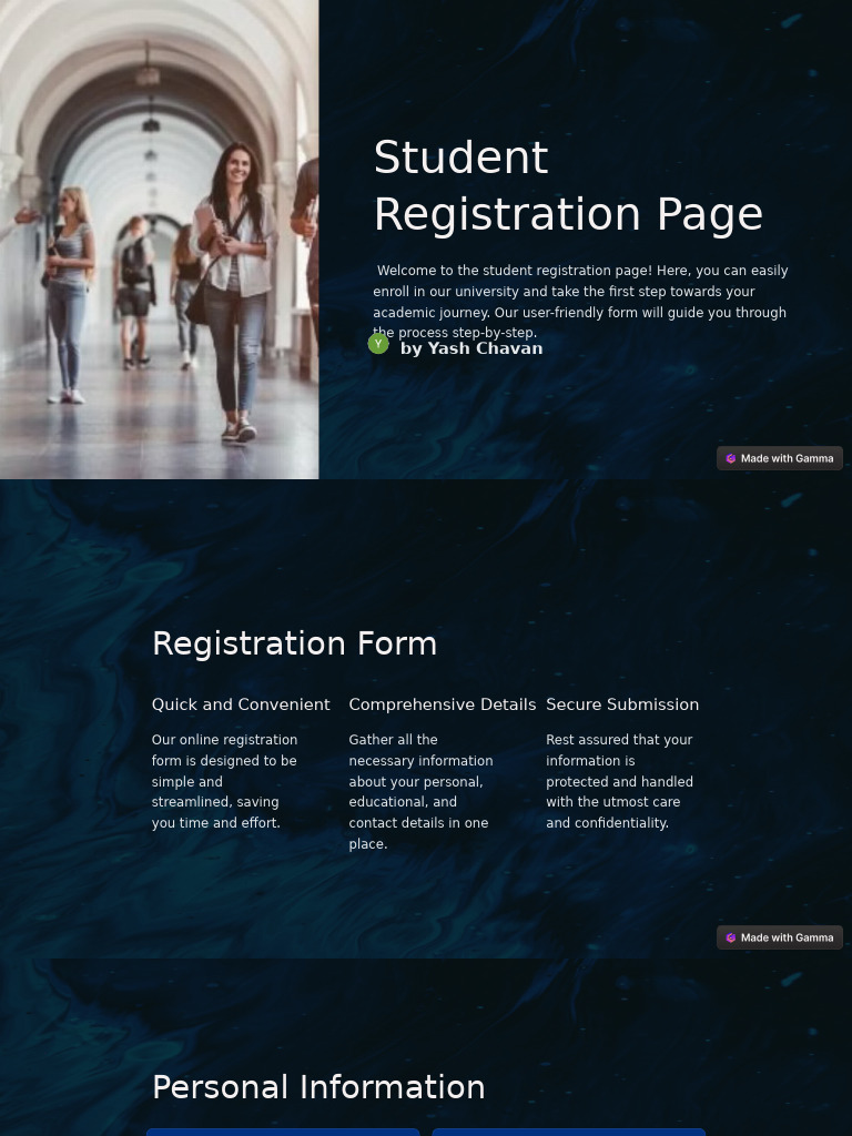 Student Registration Page: by Yash Chavan | PDF
