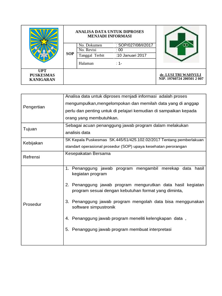 Sop Analisa Data | PDF