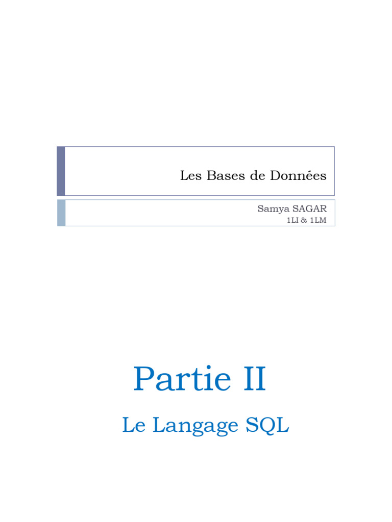 Cours Base de Donner SQL | PDF