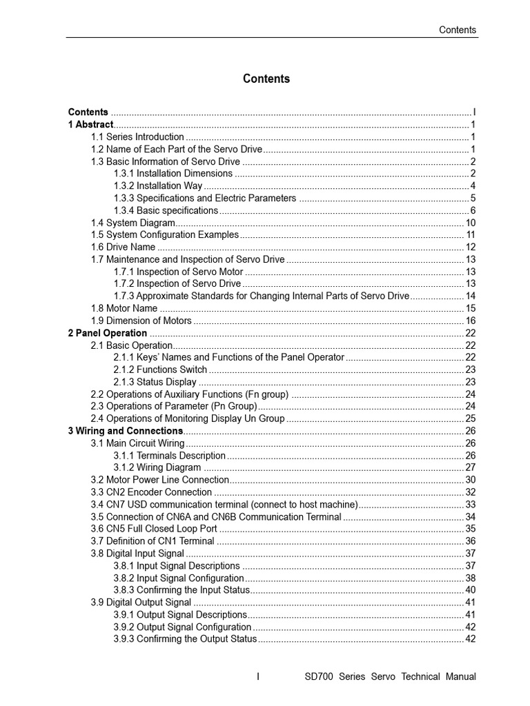 Sd700 Series Servo Technical Manual v1.1 | PDF