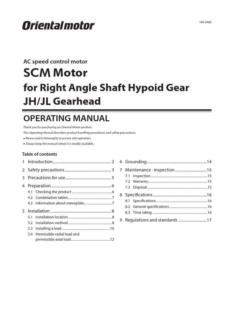 SCM Motor Operating Manual | PDF | Engineering Tolerance | Technology ...