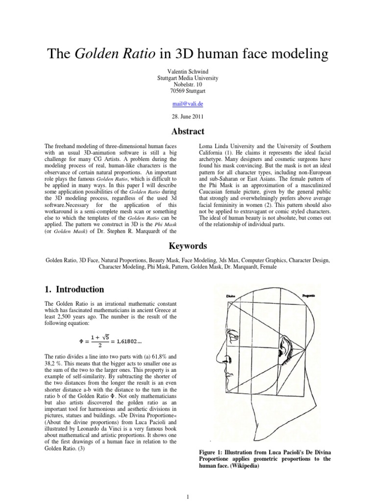 Golden Ratio in 3D Face Modeling | PDF | Elementary Geometry | Geometry