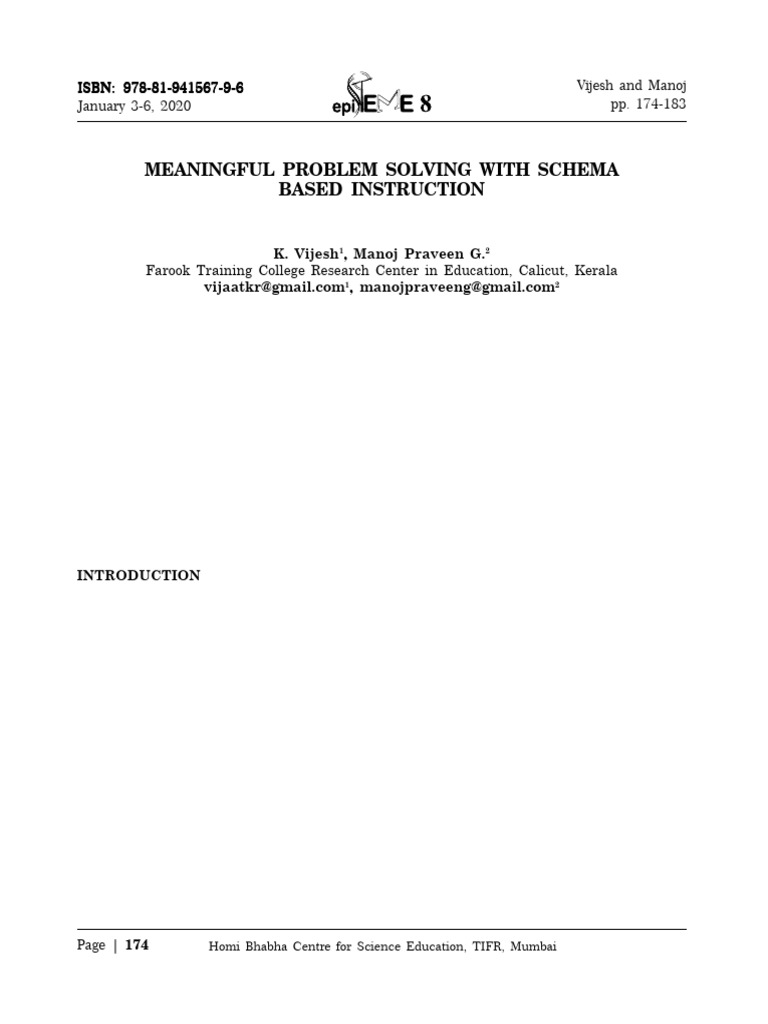 Meaningful Problem Solving With Schema Based Instruction | PDF
