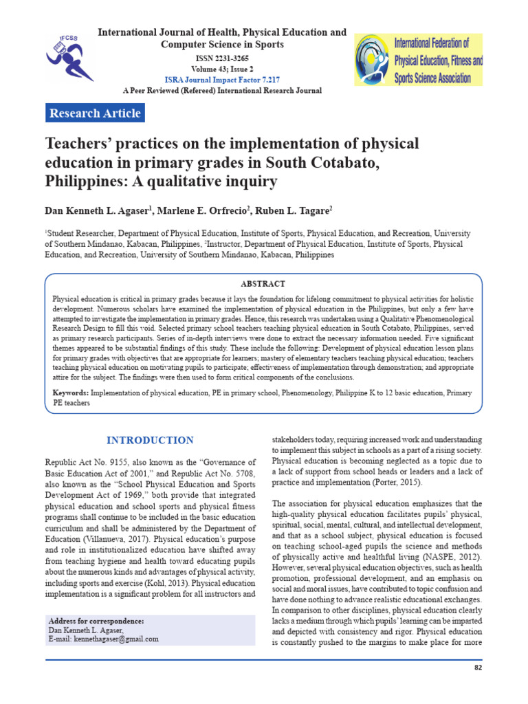 PE Implementation in South Cotabato Schools | PDF | Physical Education ...