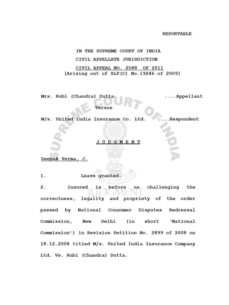 Ruby Chandra Datta Vs United India Insurance Company LTD | PDF