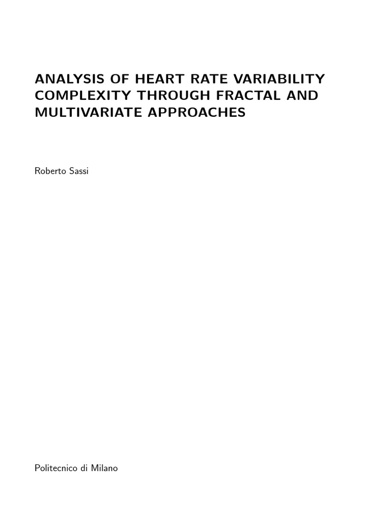 Analysis of Heart Rate Variability Compl | PDF