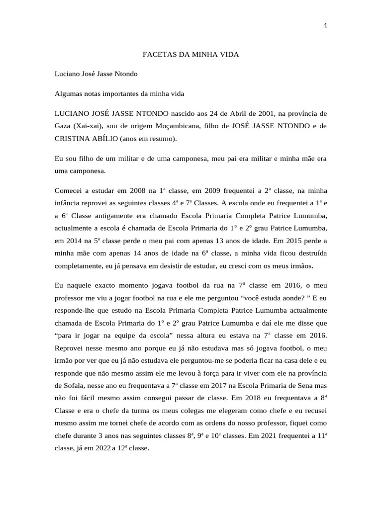 Facetas Da Minha Vida | PDF