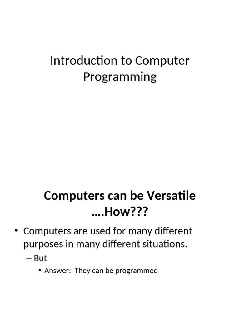 Introduction To Computer Programming | PDF