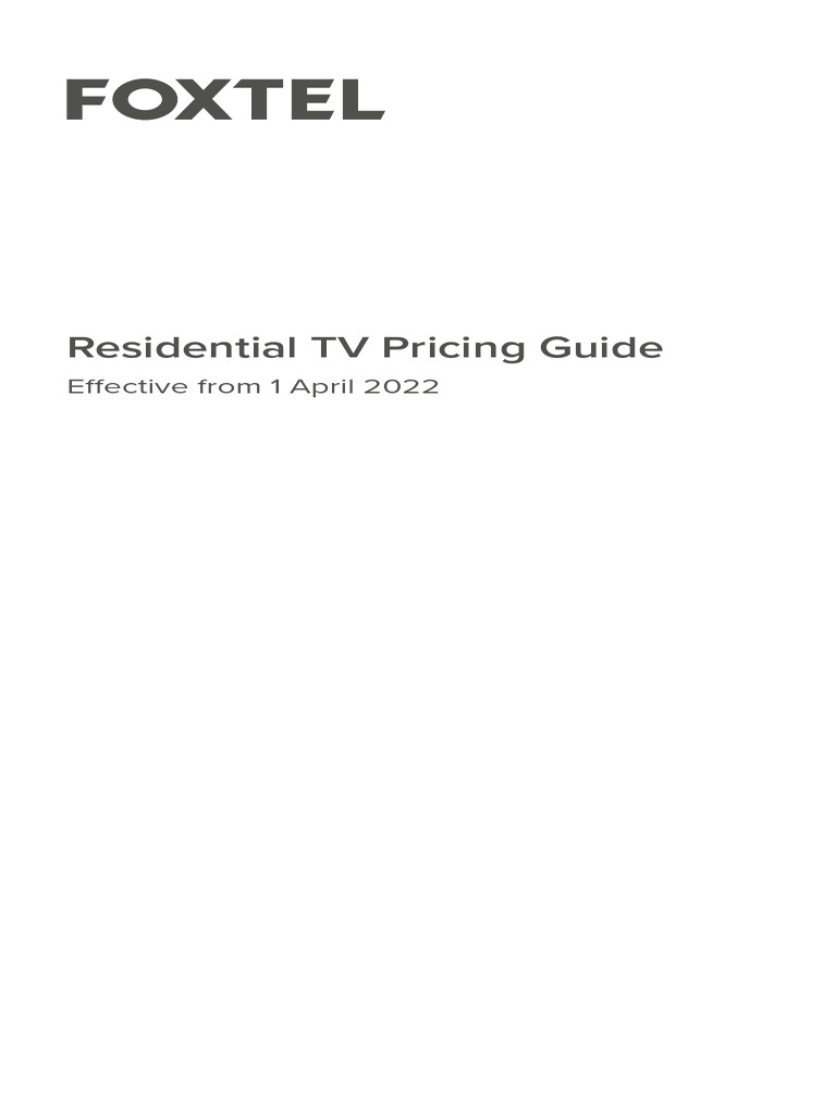 Foxtel Price Guide TV Apr 2022 | PDF