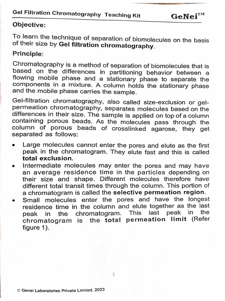 Gel Filtration Chromatography | PDF
