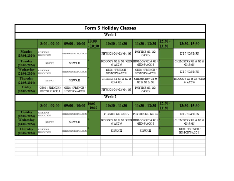 Form 5 Holiday Teaching Final | PDF