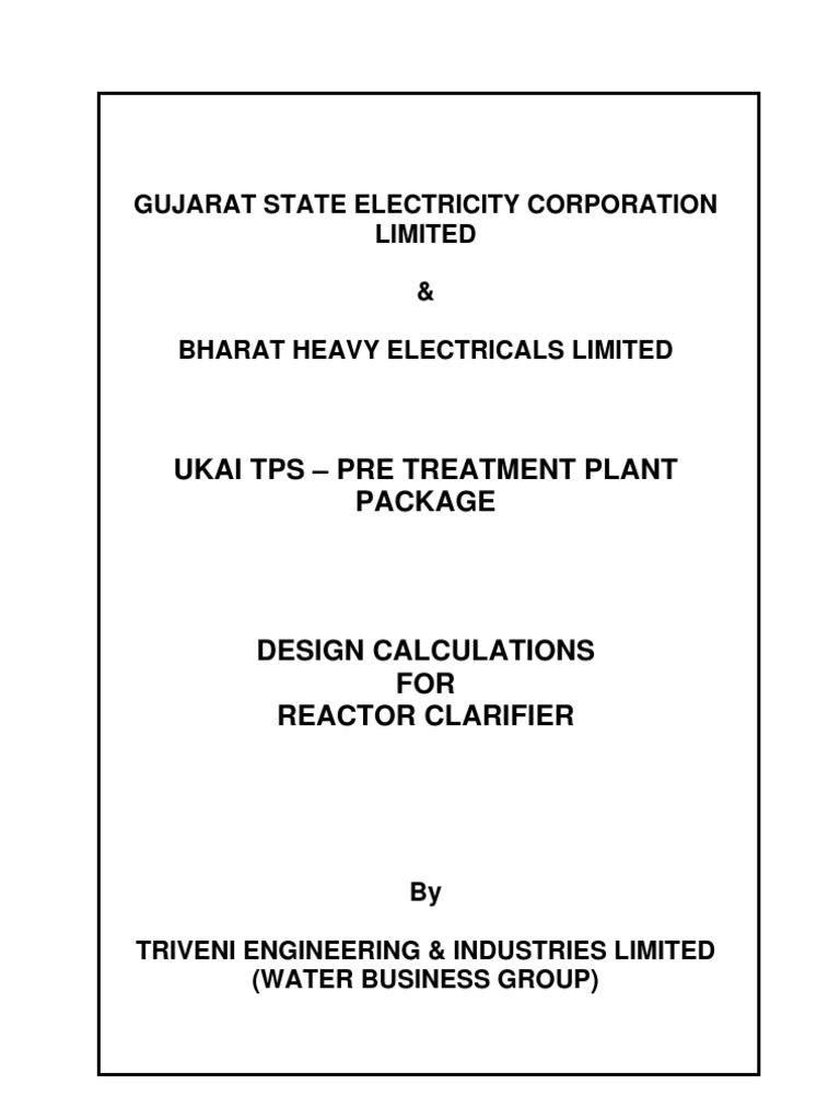 Reactor Clarifier Design Calculations | PDF | Stress (Mechanics) | Bending
