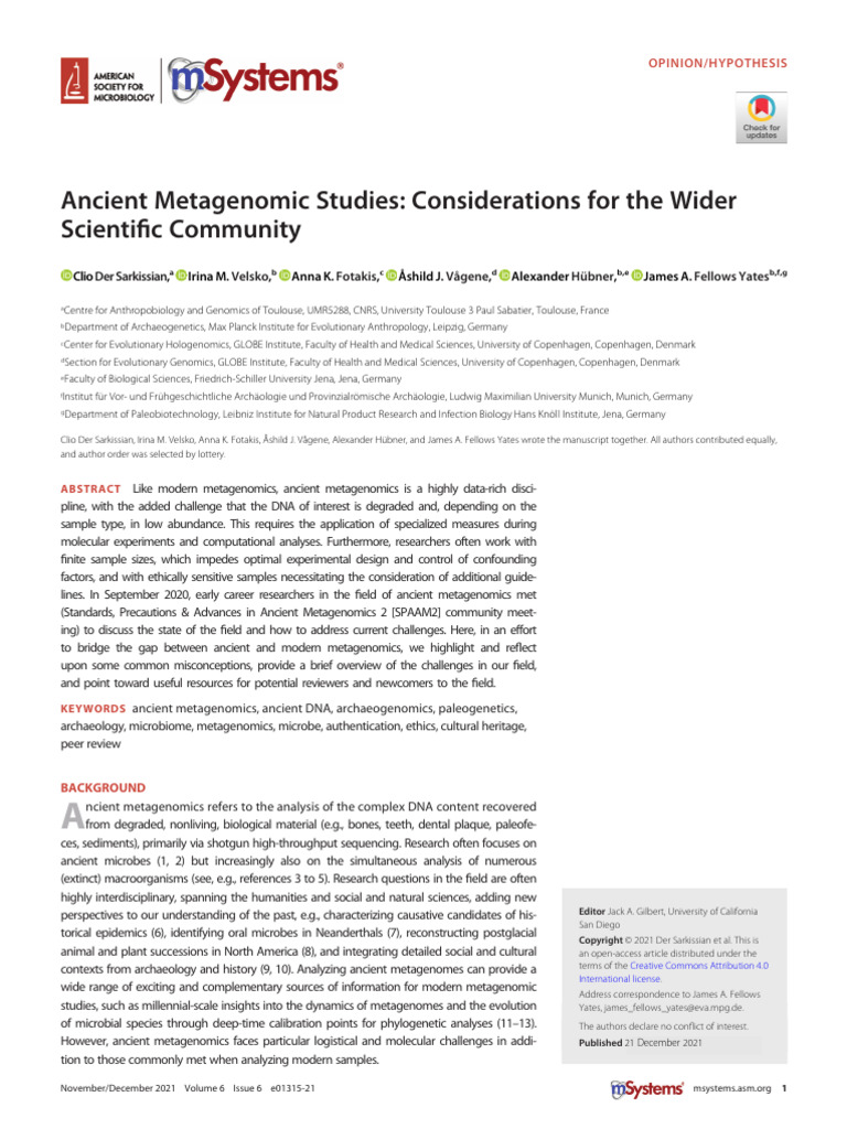 Ancient Metagenomic Studies Considerations For The | PDF | Dna ...