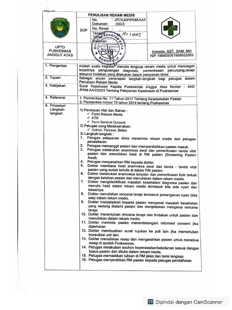 3 2 1 A Sop Penulisan Rekam Medis Pdf